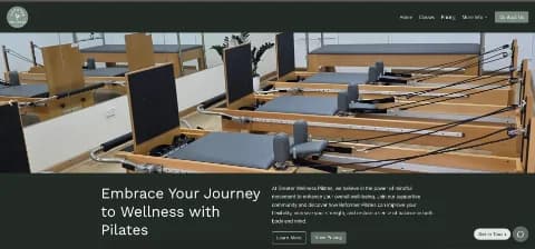 Greater Wellness Pilates homepage screenshot